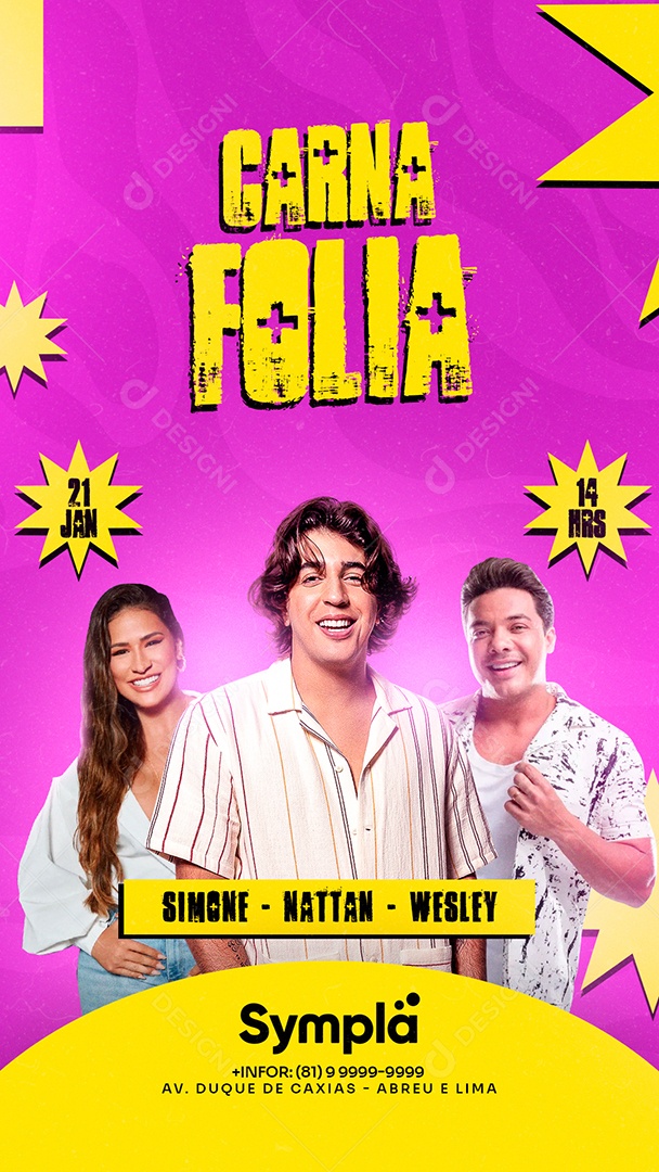 Story Carna Folia Simone Nattan Wesley Safadão Carnaval Flyers Social Media PSD Editável