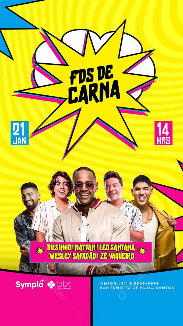 Story FDS de Carna Carnaval Flyer Social Media PSD Editável