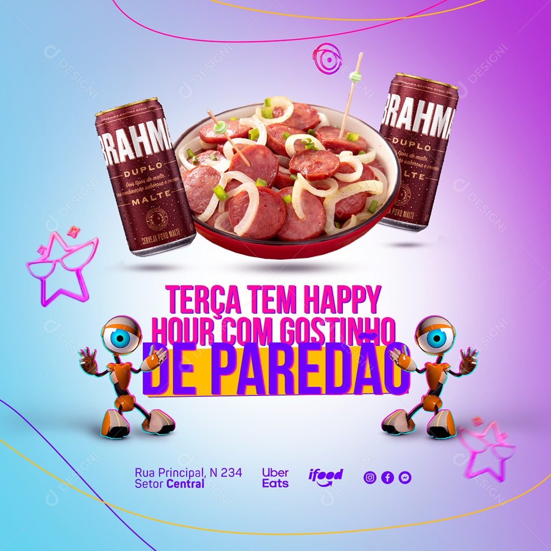Happy Hour com Gostinho de Paredão BBB Social Media PSD Editável