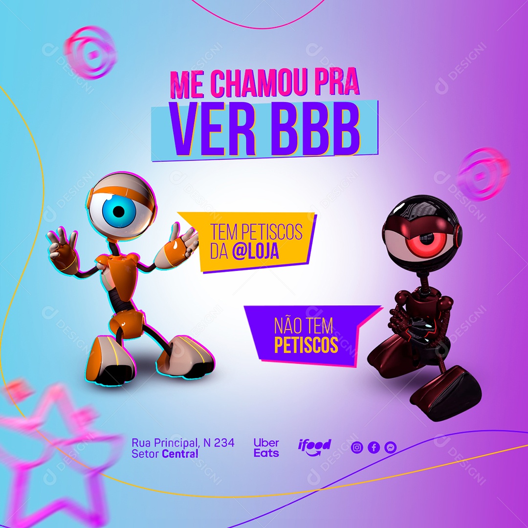 Me Chamou pra Ver BBB Tem Petiscos Bar Social Media PSD Editável