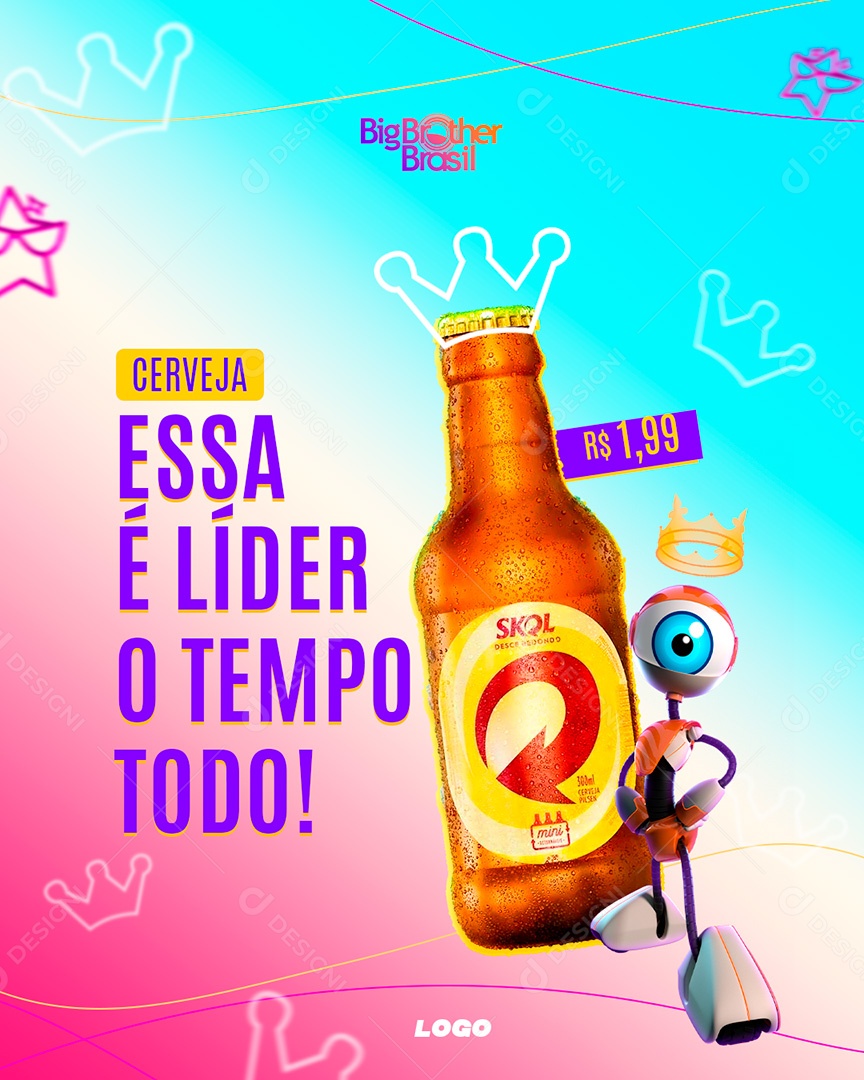 Post Bar Big Brother Brasil Cerveja Essa É Líder O Tempo Todo Social Media PSD Editável