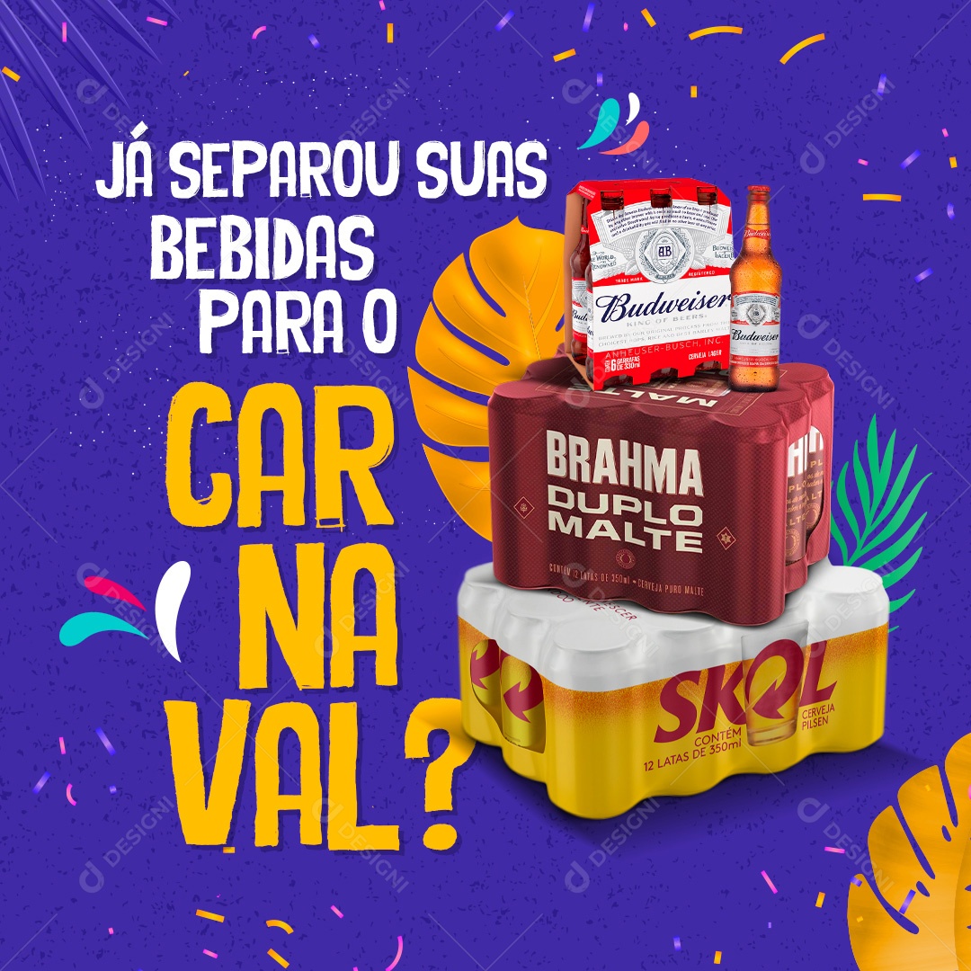 Post Cerveja Já Separou Suas Bebidas Para O Carnaval Social Media PSD Editável