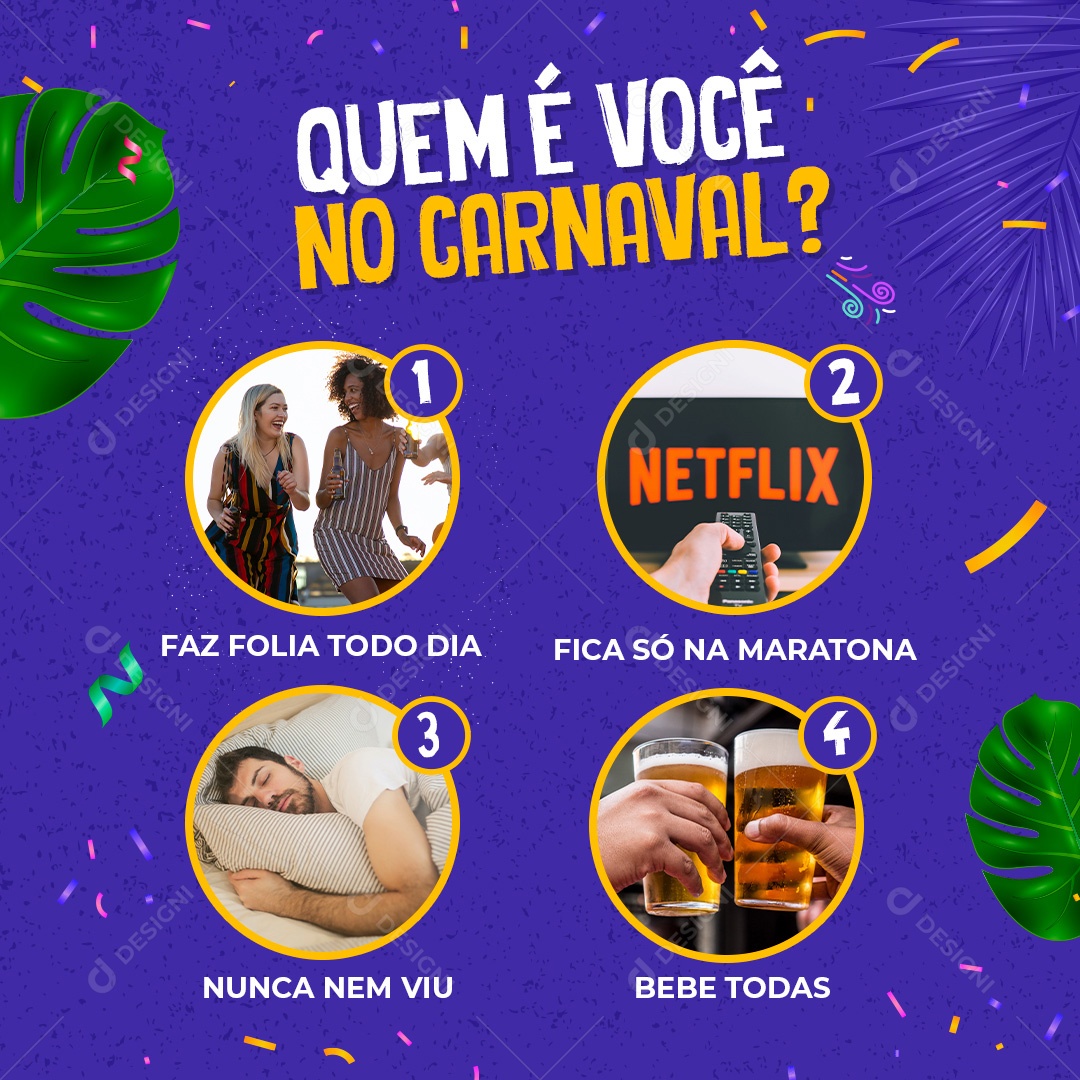 Post Quem É Você No Carnaval Social Media PSD Editável