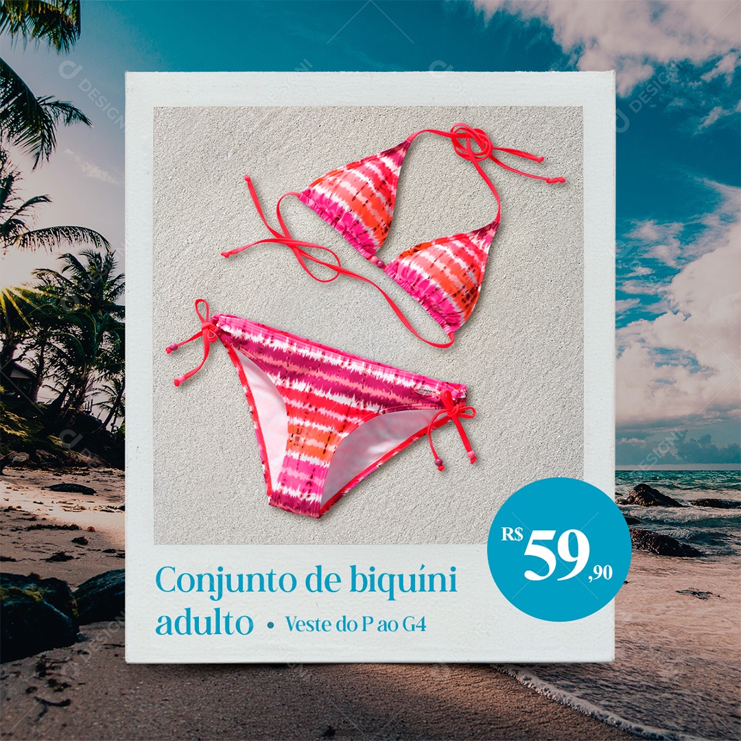 Post Verão Conjunto de Biquini Social Media PSD Editável