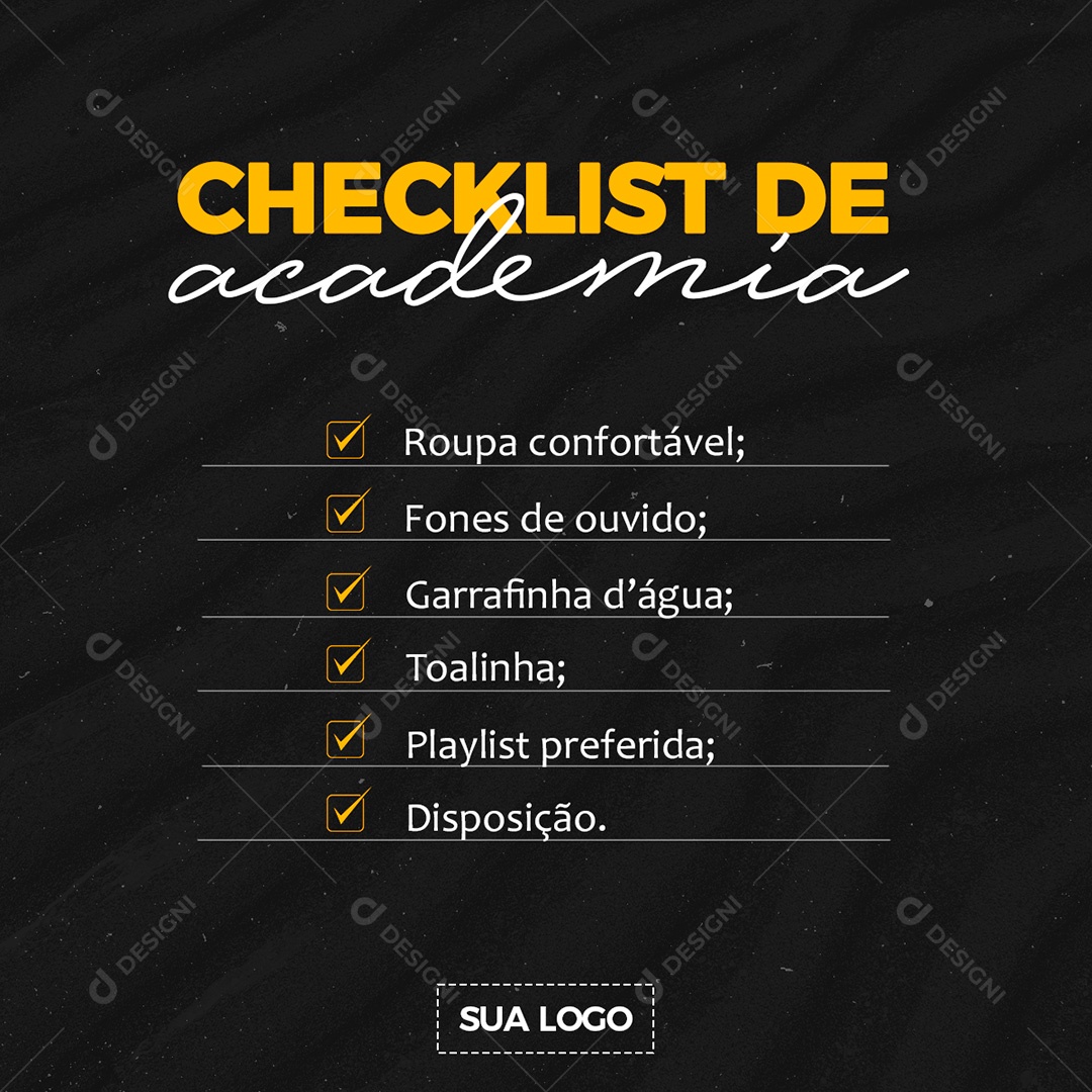 Post Checklist Academia Social Media PSD Editável