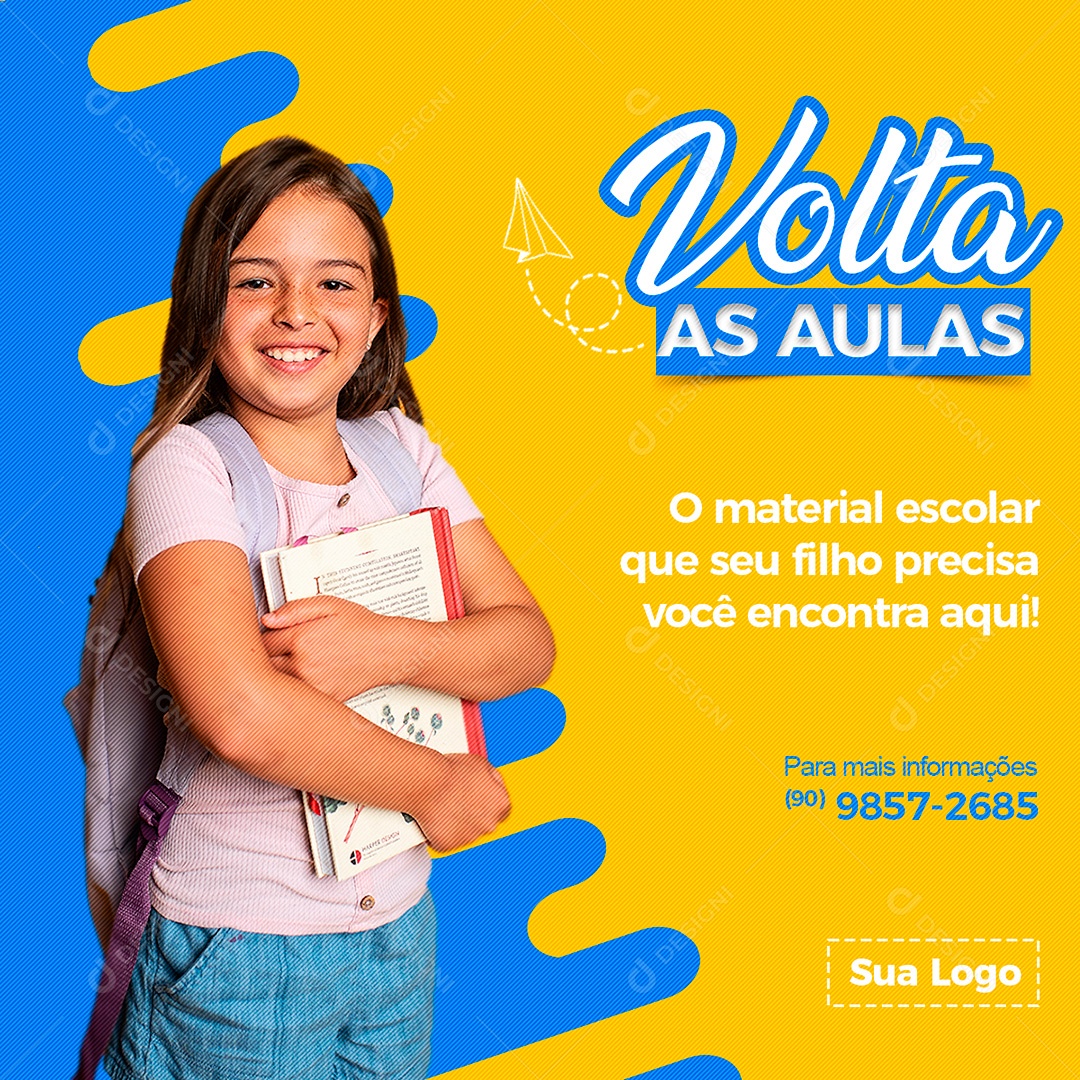 Post 3D Volta às Aulas Social Media PSD Editável