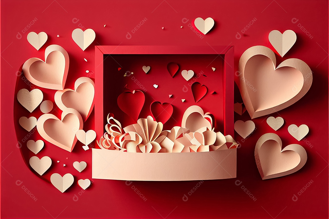 Amor, dia dos namorados.12 de junho Estilo de corte de papel 3D arte gerada