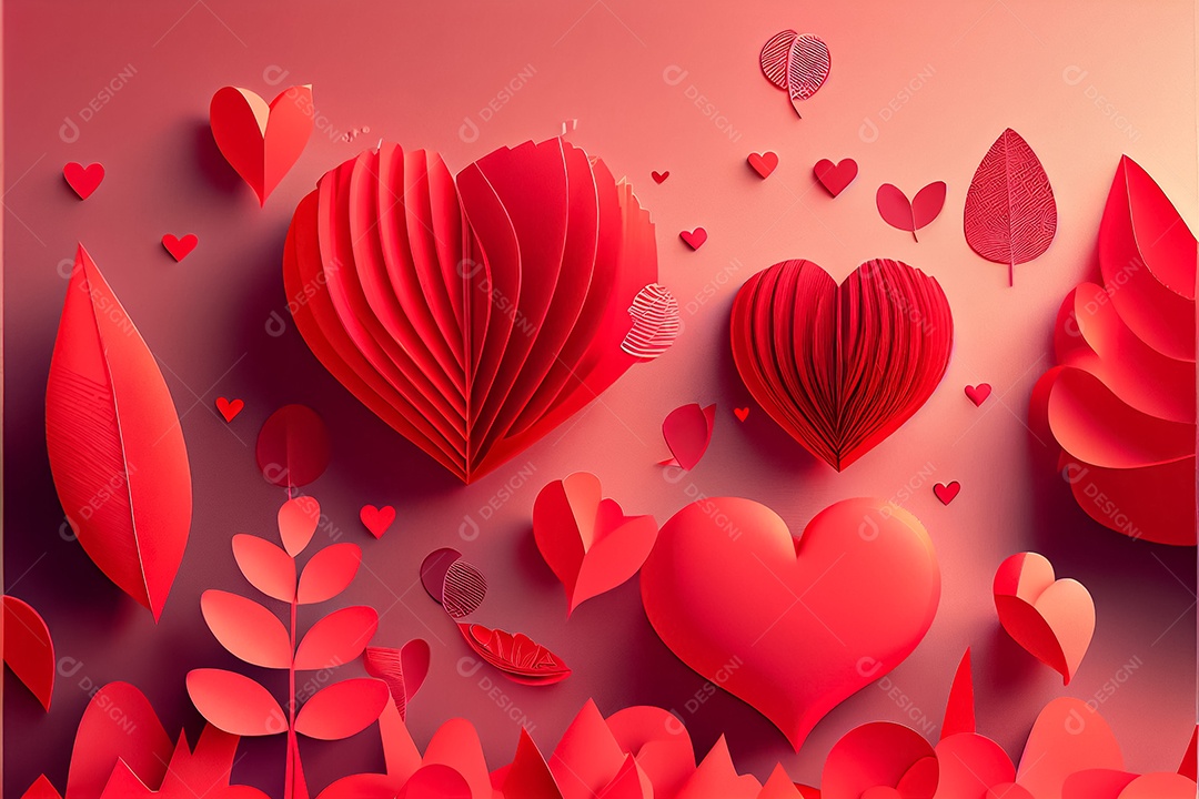 Amor, dia dos namorados.12 de junho Estilo de corte de papel 3D arte gerada