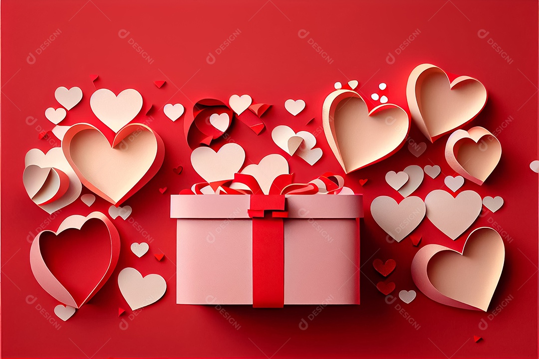 Amor, dia dos namorados.12 de junho Estilo de corte de papel 3D arte gerada