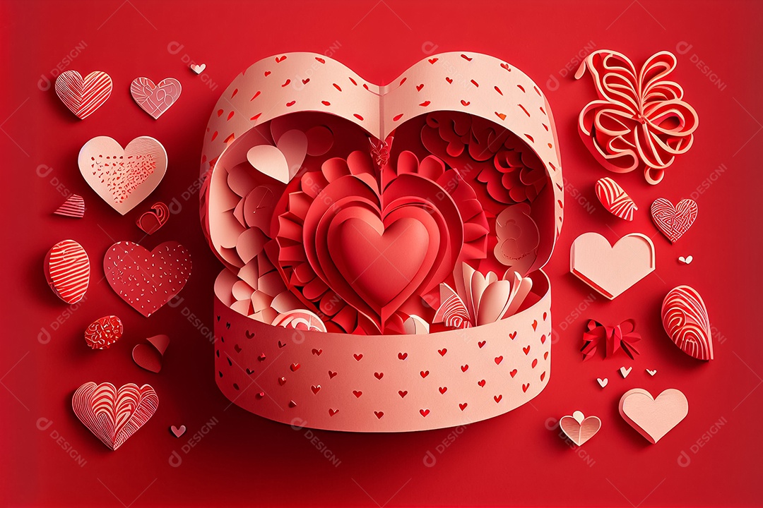 Amor, dia dos namorados.12 de junho Estilo de corte de papel 3D arte gerada