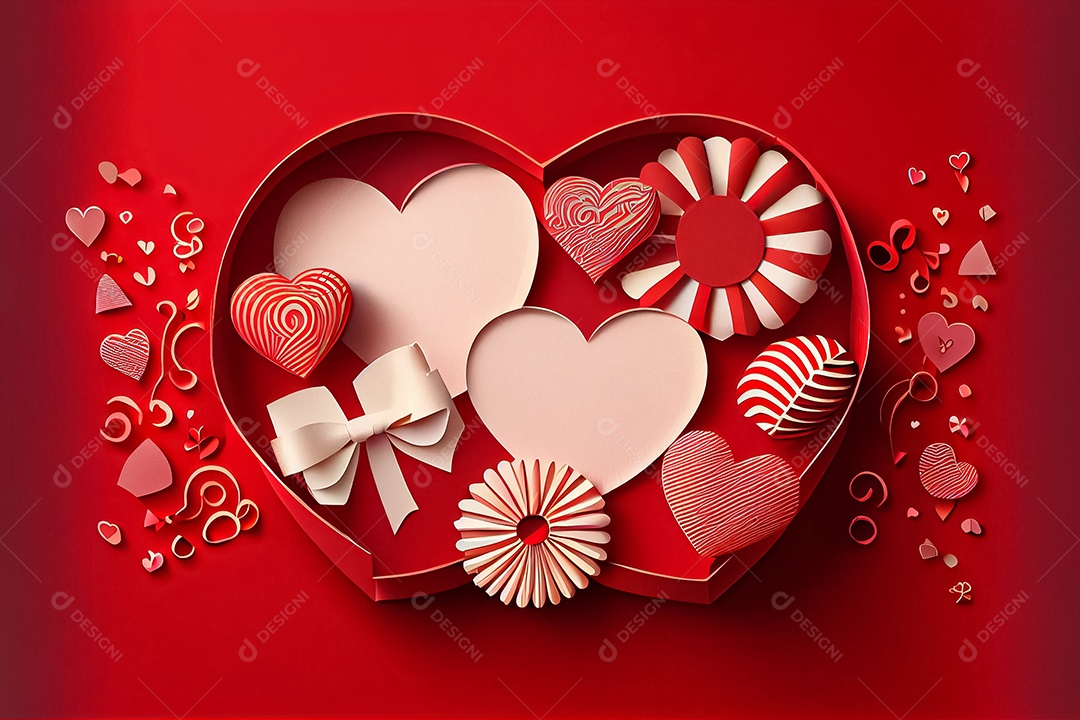 Amor, dia dos namorados.12 de junho Estilo de corte de papel 3D arte gerada