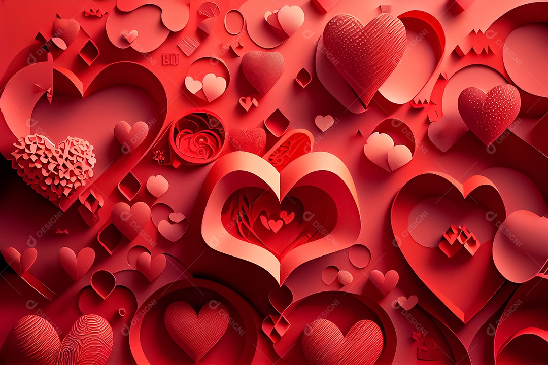 Amor, dia dos namorados.12 de junho Estilo de corte de papel 3D arte gerada