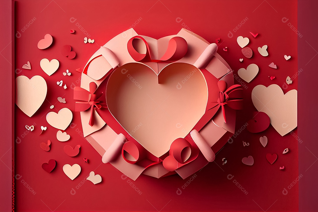 Amor, dia dos namorados.12 de junho Estilo de corte de papel 3D arte gerada