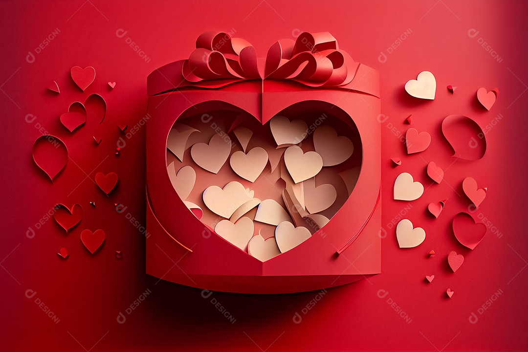 Amor, dia dos namorados.12 de junho Estilo de corte de papel 3D arte gerada