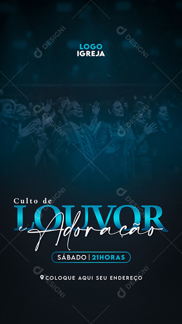 Story Culto de Louvor Adoração Social Media PSD Editável