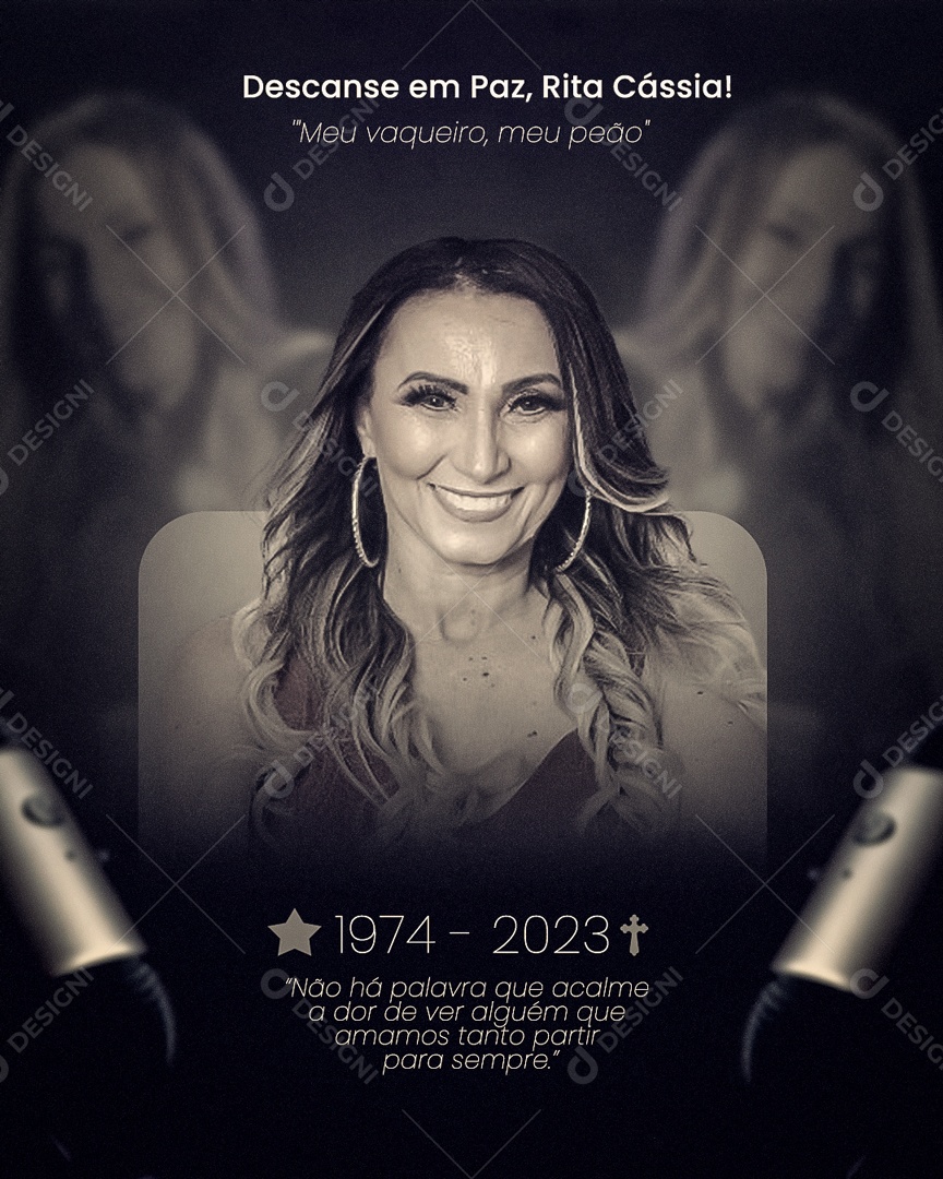 Descanse em Paz Rita Cássia Não há Palavra Que Acalme a Dor de Ver Alguém Que Amamos Tanto Partir Para Sempre Social Media PSD Editável