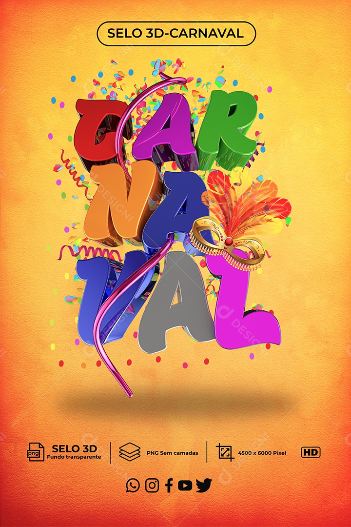 Selo 3D Para Composição Carnaval PNG