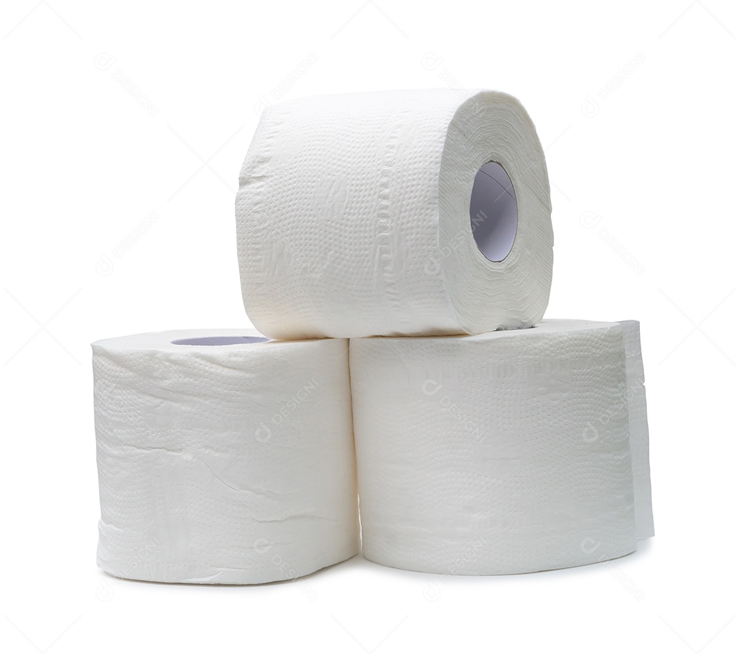 três rolos de papel de seda branco ou guardanapo