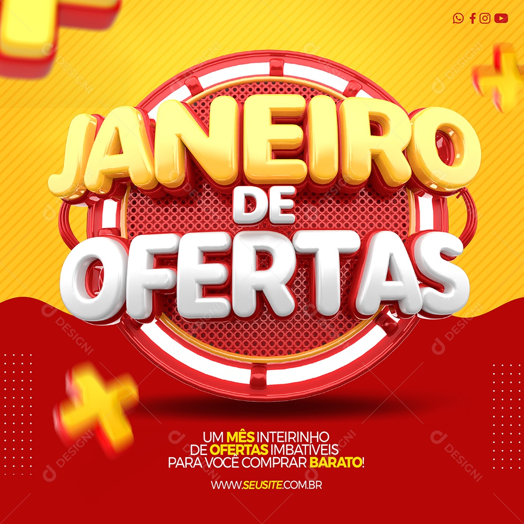 Selo 3D Para Composição Janeiro de Ofertas PSD