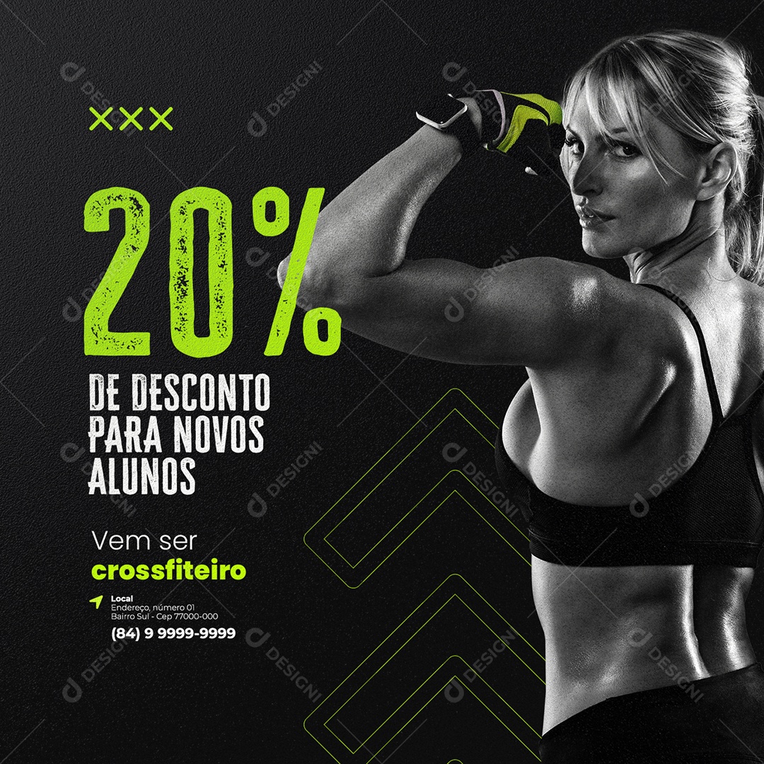 Social Media 20% de Desconto para Novos Alunos Crossfit Academia Social Media PSD Editável