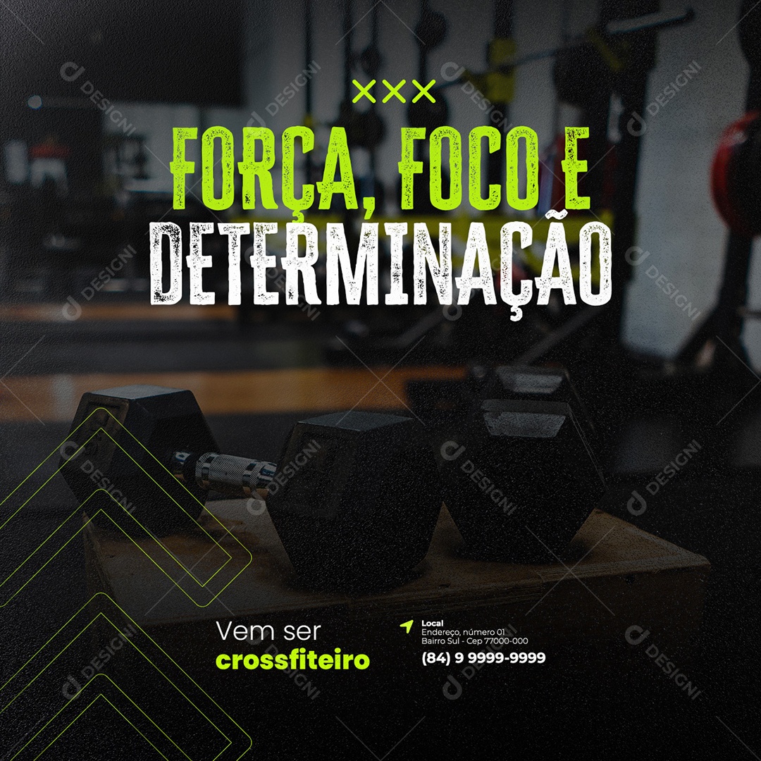 Força Foco e Determinação Academia Crossfit Social Media PSD Editável