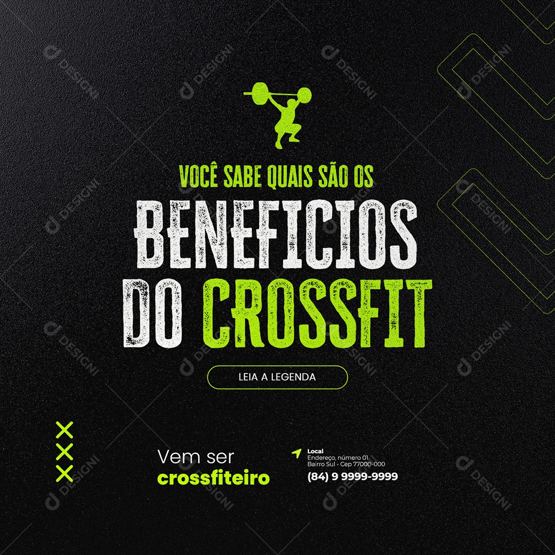 Você Sabe Quais São os Benefícios do  Crossfit Academia Social Media PSD Editável