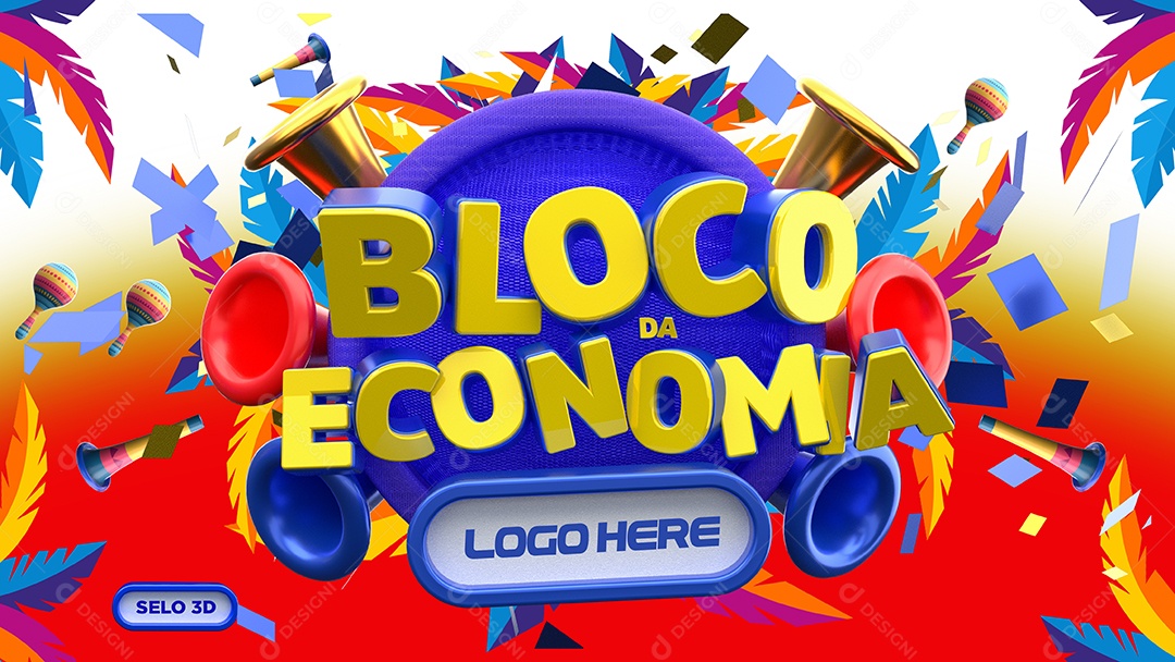 Selo 3D Para Composição Bloco da Economia PSD