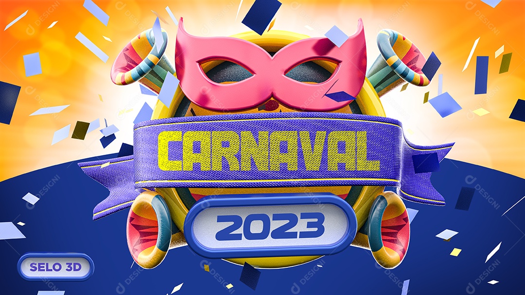 Selo 3D Para Composição Carnaval 2023 PSD
