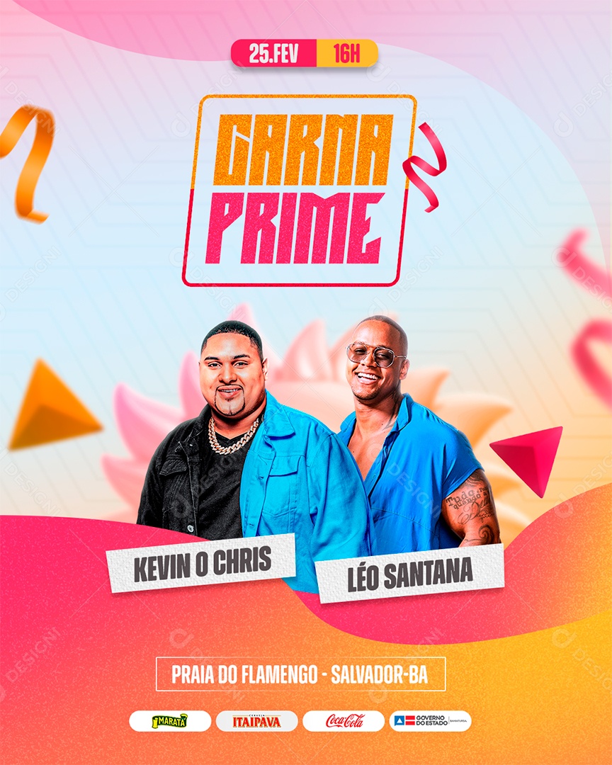 Flyer Carna Prime Kevin O Chris e Leo Santana PSD Editável Feed