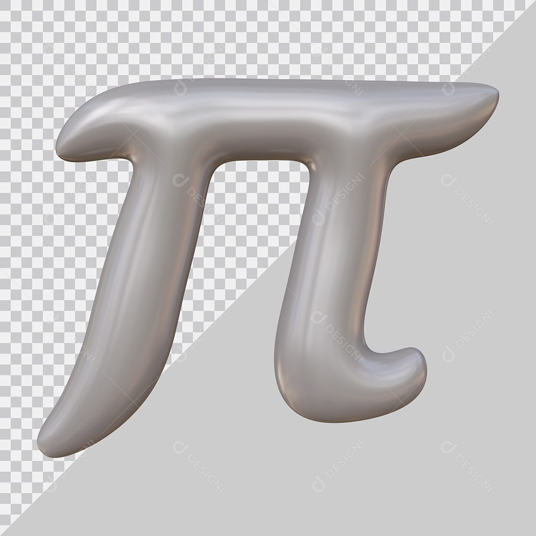 Símbolo do Pi Prata Elemento 3D Para Composição PSD
