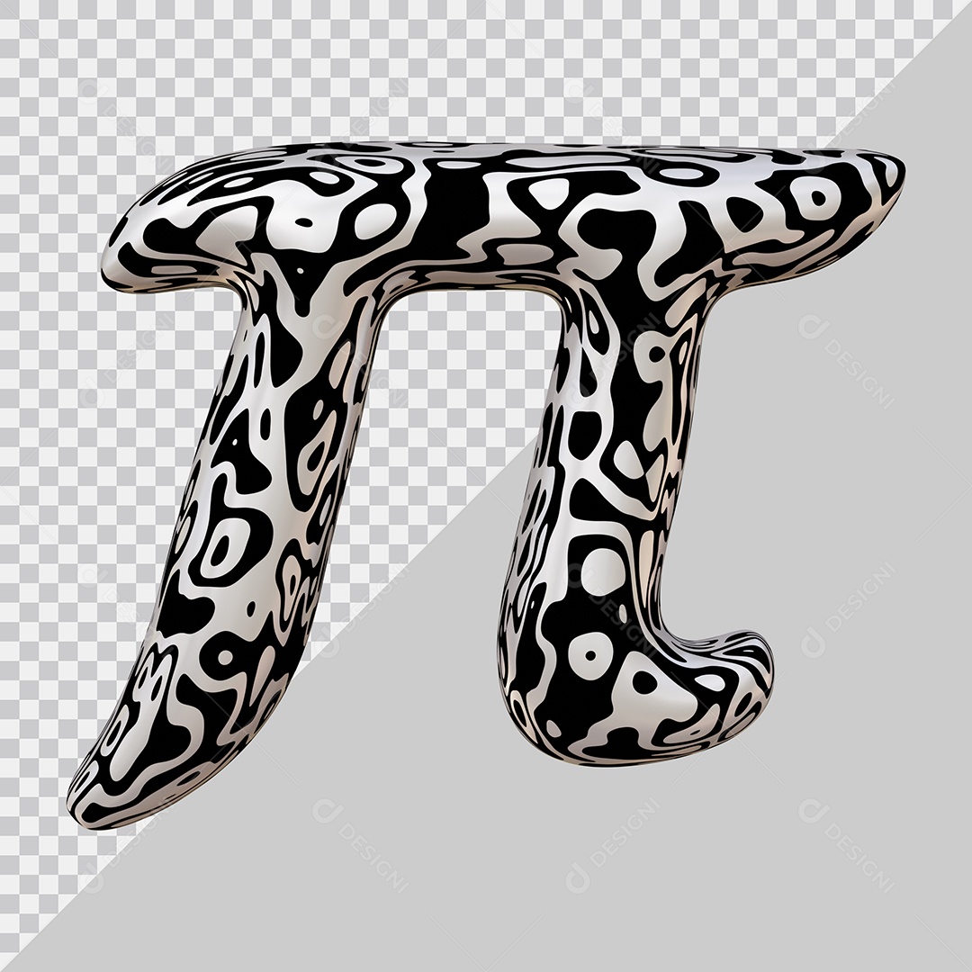 Símbolo do Pi Preto e Branco Elemento 3D Para Composição PSD
