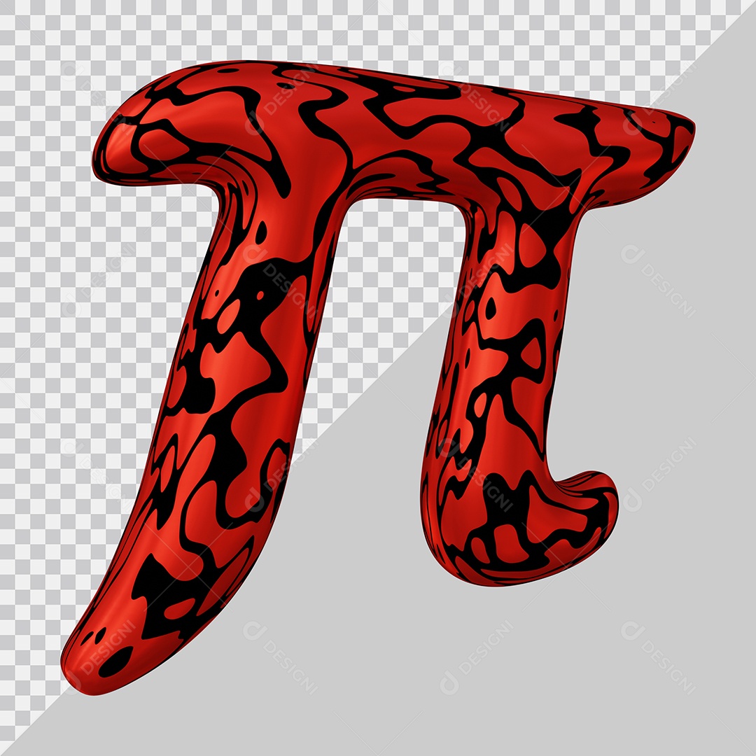 Símbolo do Pi Vermelho e Preto Elemento 3D Para Composição PSD
