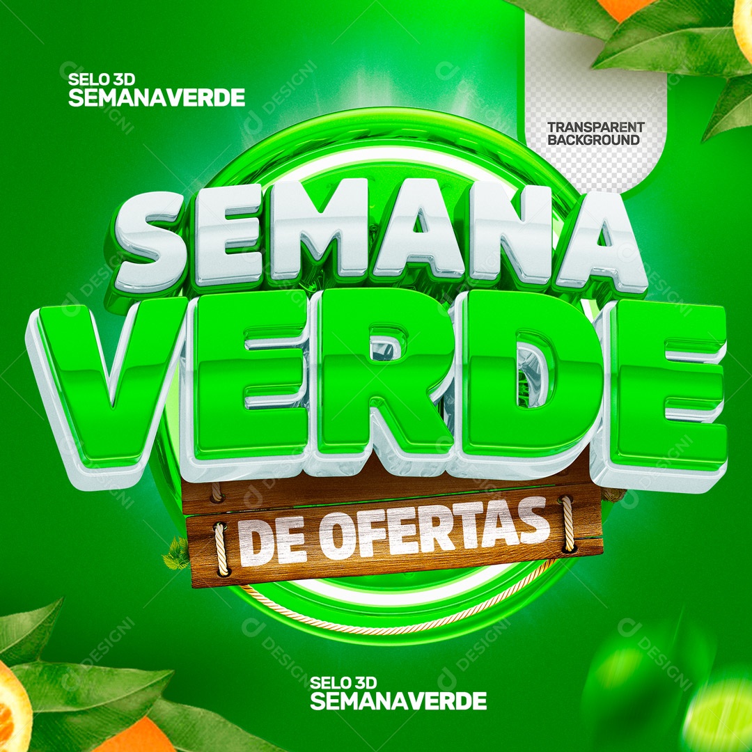 Selo 3D Para Composição Semana Verde de Ofertas PSD
