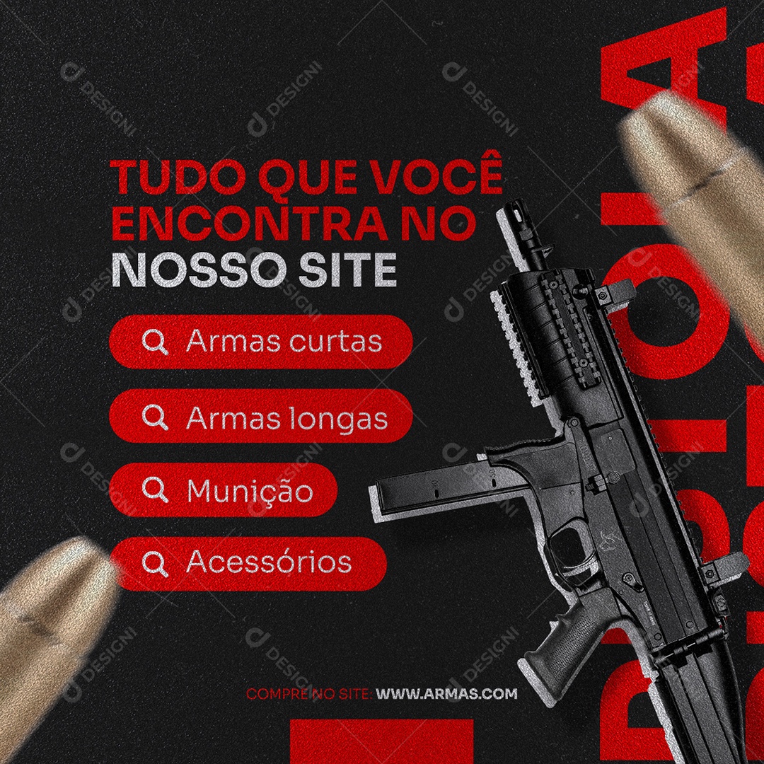 Tudo que Você Encontra no Nosso Site Loja de Armas Social Media PSD Editável