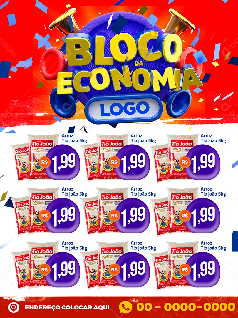 Encarte Supermercado Bloco da Economia Social Media PSD Editável
