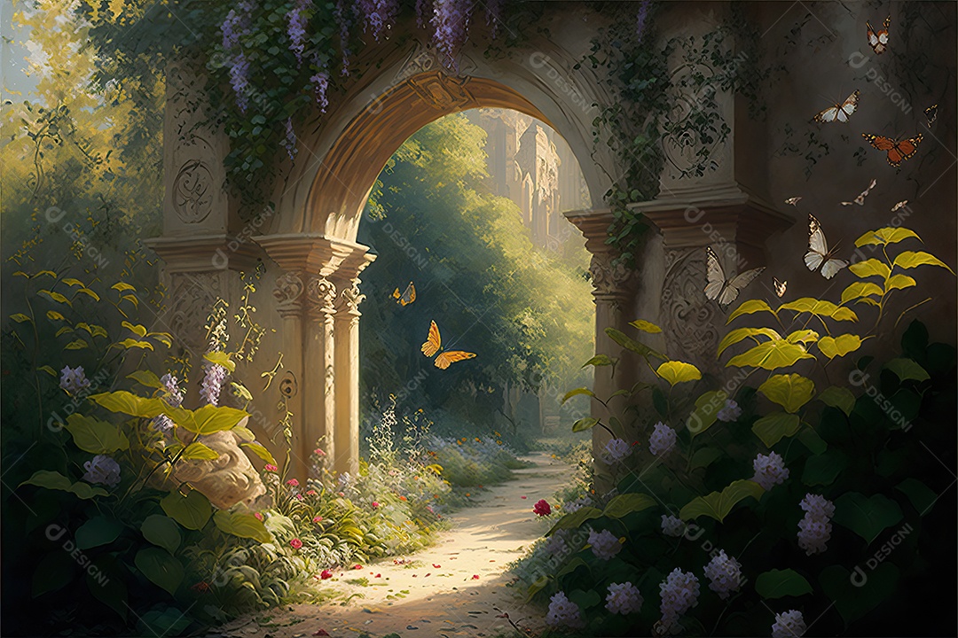 Uma floresta de bonsai japonesa de sakura em flor de cerejeira encantada