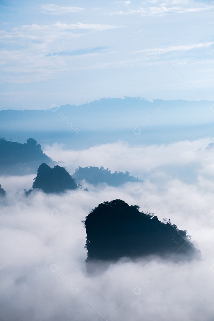mountains landscape fog Phu Lanka National Park Phayao northern province of Thailand