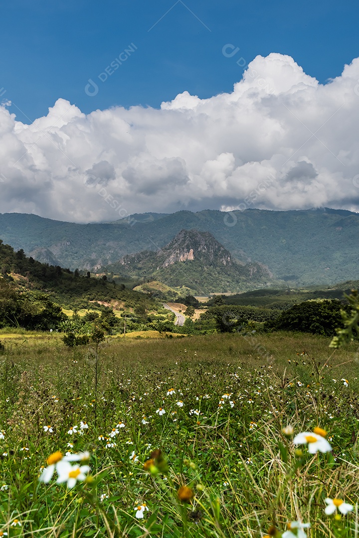 paisagem de montanha com estrada em Nan Tailândia