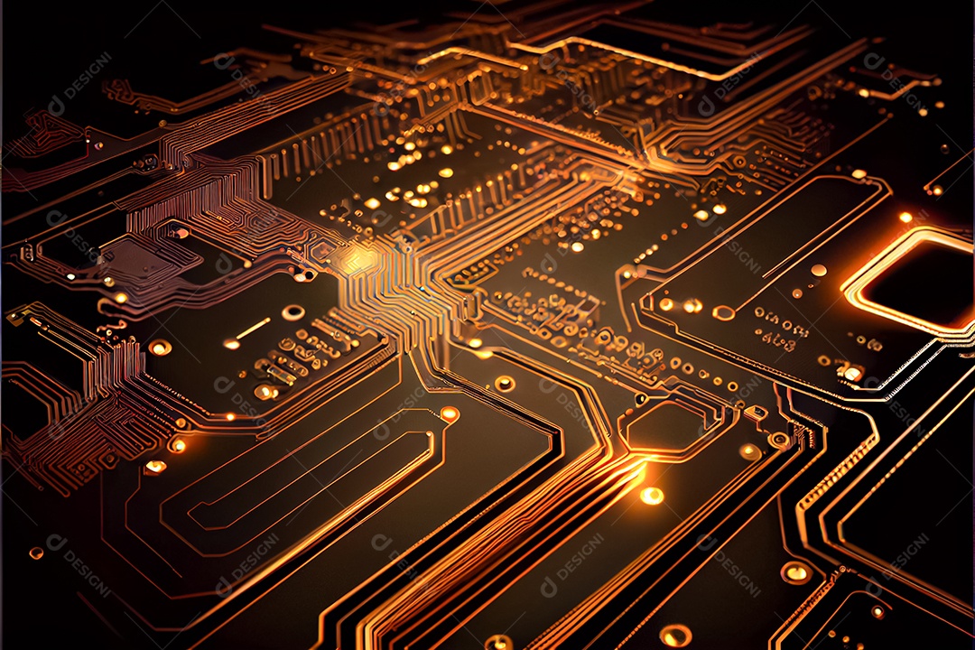 Arte gerada por ai de fundo abstrato de placa de circuito eletrônico