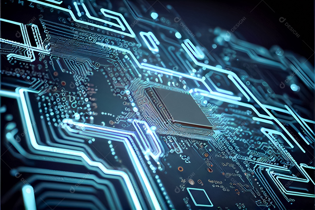 Arte gerada por ai de fundo abstrato de placa de circuito eletrônico