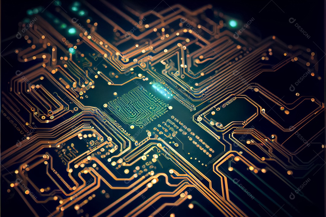 Arte gerada por ai de fundo abstrato de placa de circuito eletrônico