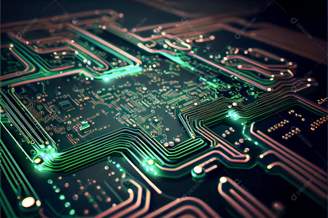 Arte gerada por ai de fundo abstrato de placa de circuito eletrônico