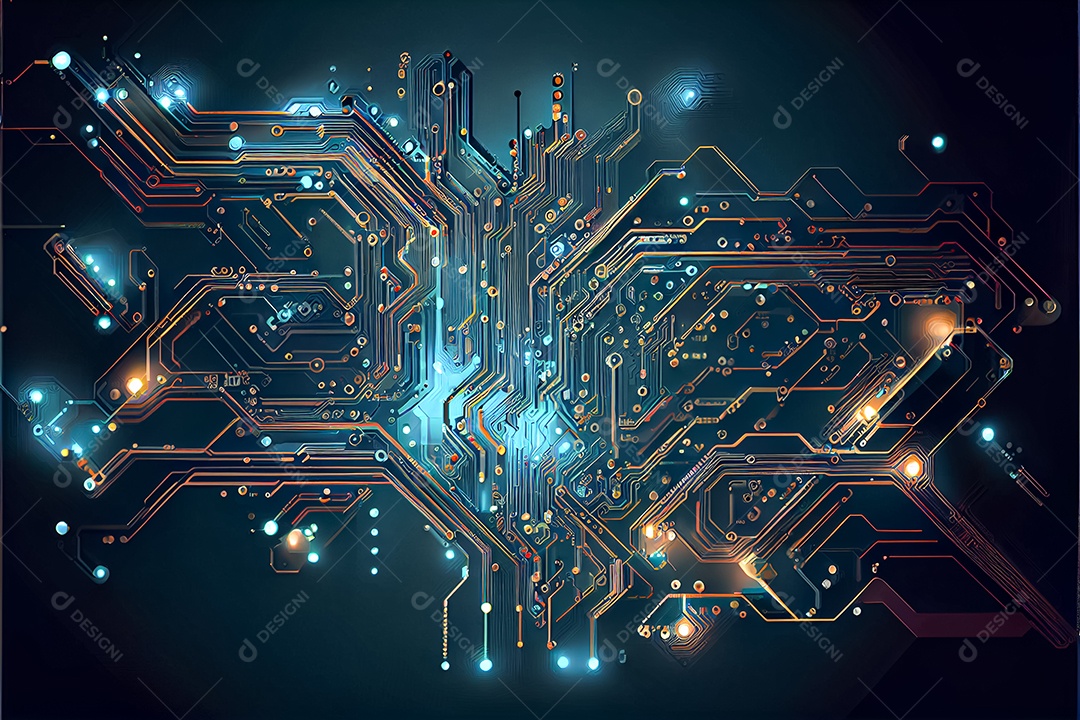 Arte gerada por ai de fundo abstrato de placa de circuito eletrônico