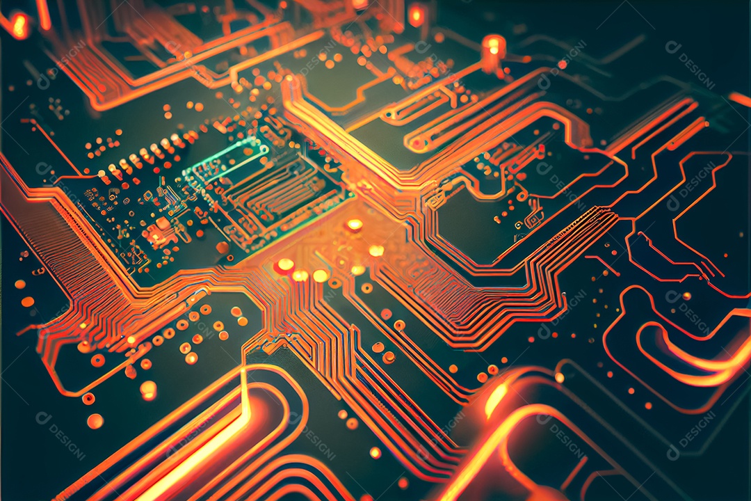 Arte gerada por ai de fundo abstrato de placa de circuito eletrônico