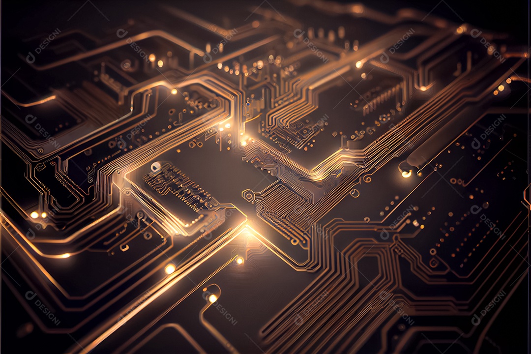 Arte gerada por ai de fundo abstrato de placa de circuito eletrônico