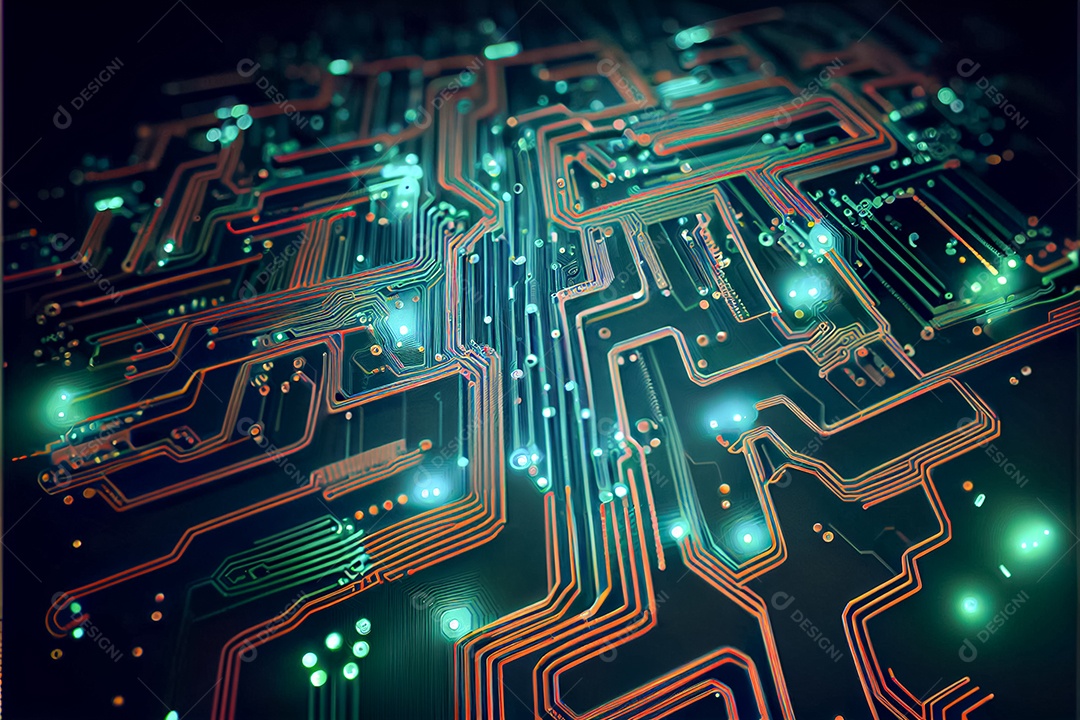 Arte gerada por ai de fundo abstrato de placa de circuito eletrônico