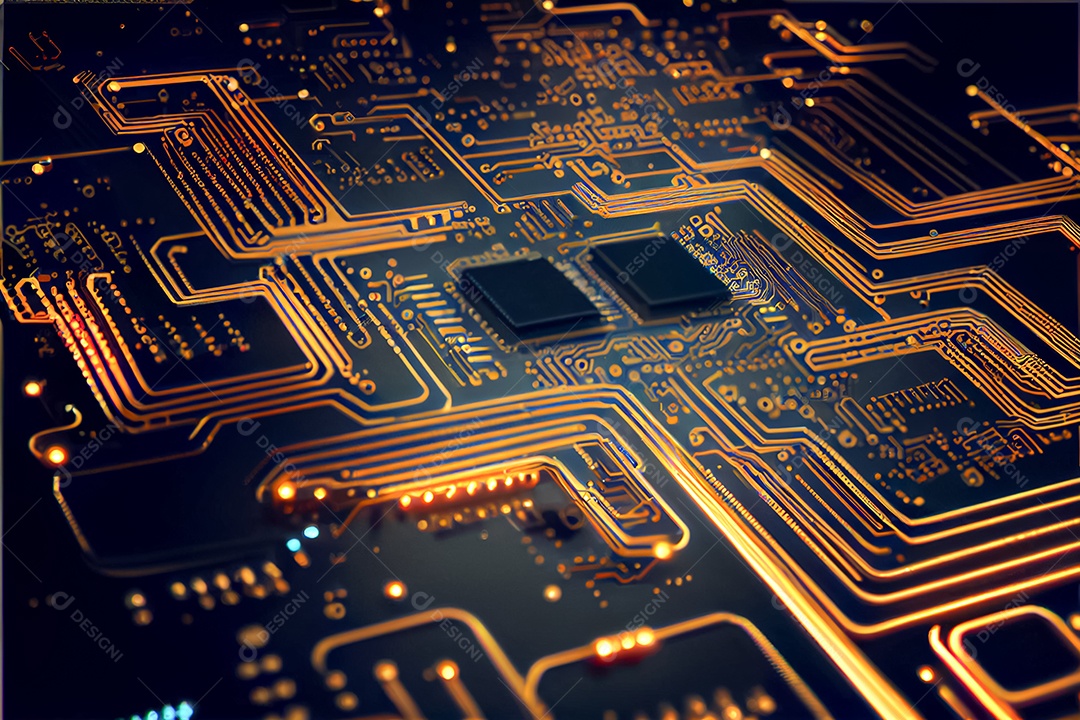 Arte gerada por ai de fundo abstrato de placa de circuito eletrônico