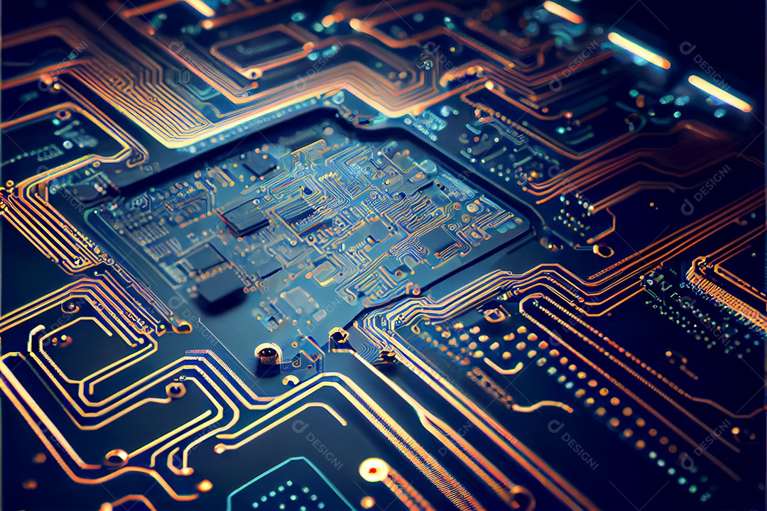 Arte gerada por ai de fundo abstrato de placa de circuito eletrônico