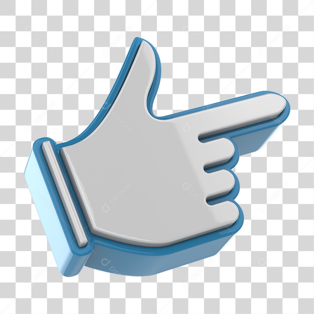 Elemento 3D Mão Gesto Apontando para o Lado PNG Transparente