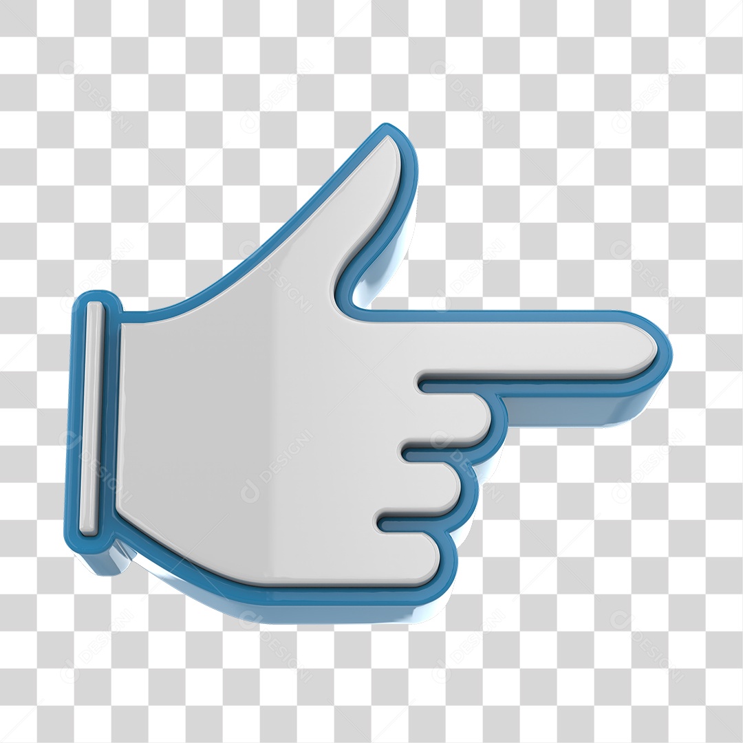 Elemento 3D Mão Gesto Apontando para o Lado PNG Transparente